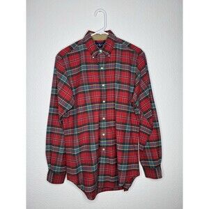 Vintage Polo Ralph Lauren Red Green Plaid Tartan Plaid Button Down Shirt Small
